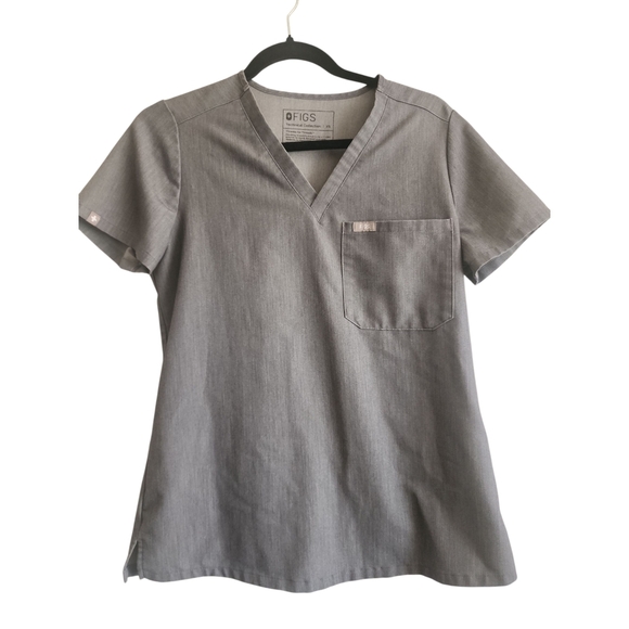 Figs 1 Pocket Charcoal Heather Po 2275 V-Neck Scrub Top - Picture 1 of 2